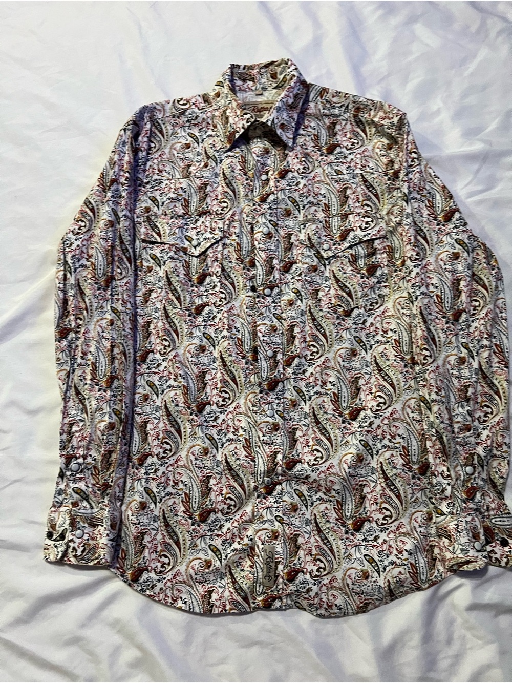 Rafter C Men's White Paisley Button-Down Shirt